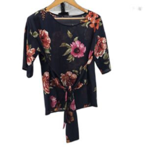 West Kei Stitch Fix Navy Blue Floral Shirt Top Blouse Women’s Size S